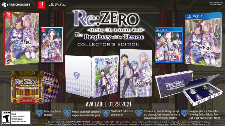 Re:ZERO -Starting Life in Another World- The Prophecy of the Throne collectors edition bundle everything you get in the re:zero game preorder collectors edition