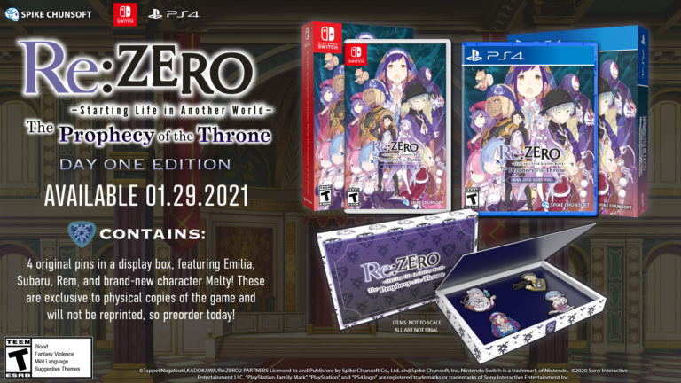 Re:ZERO -Starting Life in Another World- The Prophecy of the Throne day one edition collectors edition pack available for preorder now