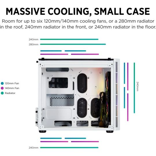 Corsair Crystal 280X RGB White PC Gaming Case - Free