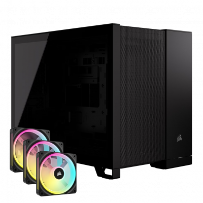 Corsair 2500D Dual Chamber PC Case - Black w/ 6x iCUE Link QX120 RGB Fans