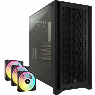 Corsair 4000D Airflow PC Case - Black w/ 4x iCUE Link QX120 RGB Fans