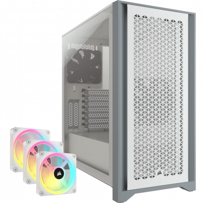 Corsair 4000D Airflow PC Case - White w/ 4x iCUE Link QX120 RGB Fans