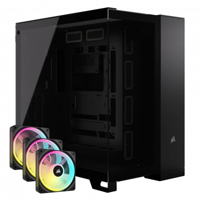 Corsair 6500X Dual Chamber PC Case - Black w/ 7x iCUE Link QX120 RGB Fans