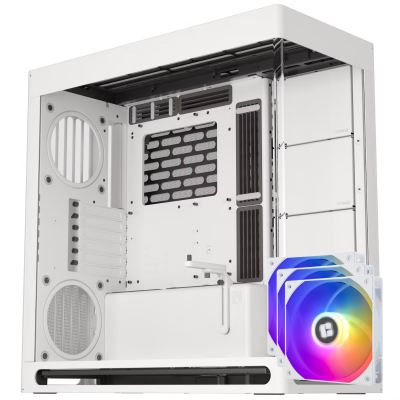 HAVN HS420 Premium Mid Tower Dual Chamber PC Case - White + 8x Fans