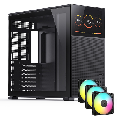 Jonsbo D41 Mesh Screen ATX PC Case - Black + 3 x RS120 Corsair Fans