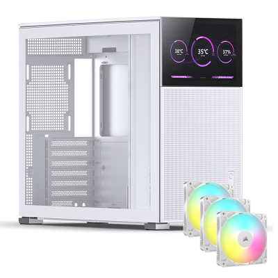 Jonsbo D41 Mesh Screen ATX PC Case - White + 3 x RS120 Corsair Fans