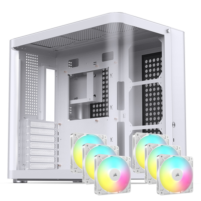 Jonsbo TK-2 2.0 Midi-Tower PC Case - White + 6 x RS120 Corsair Fans