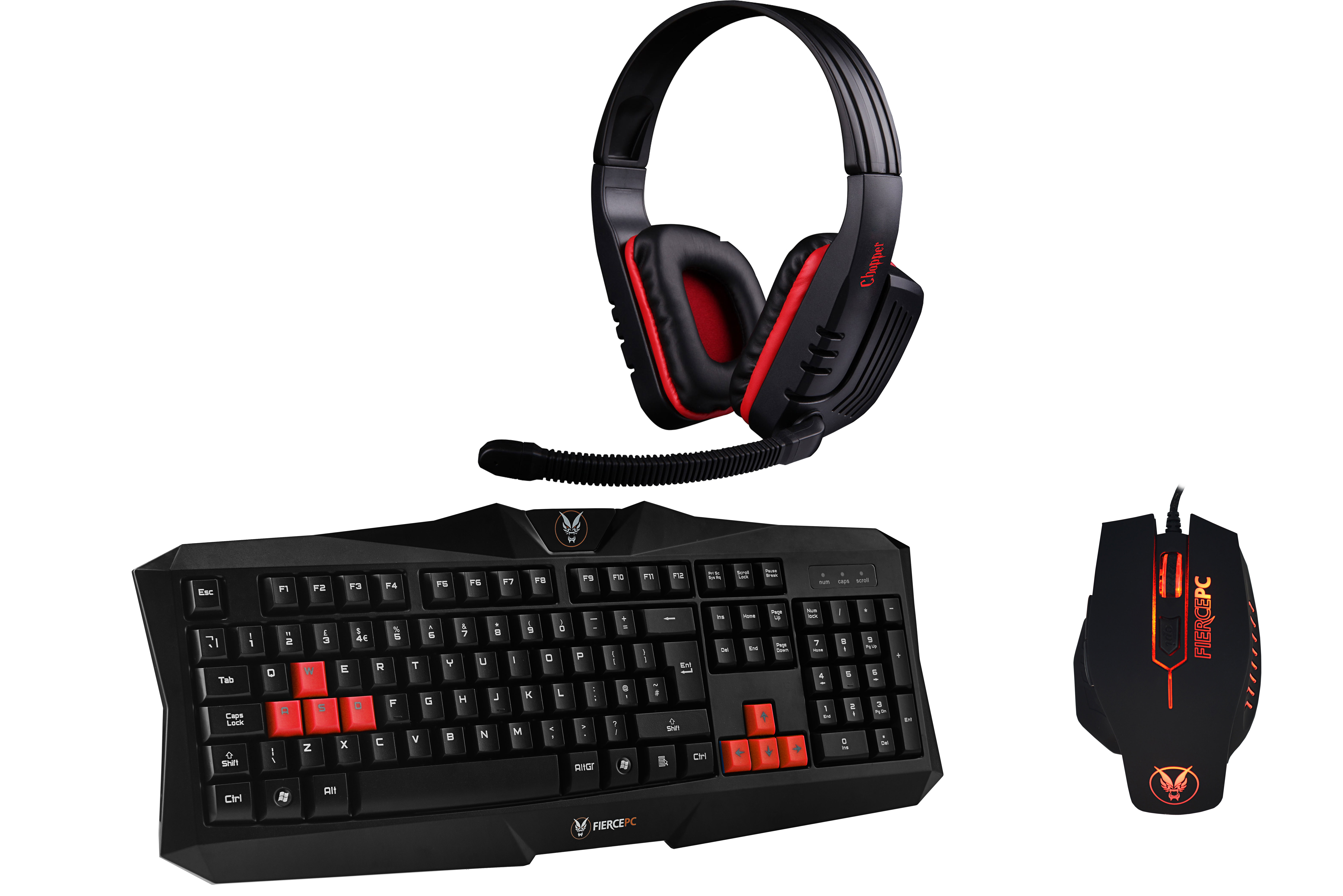 Gaming Keyboard, Mouse and Headset Bundle - Fierce PC